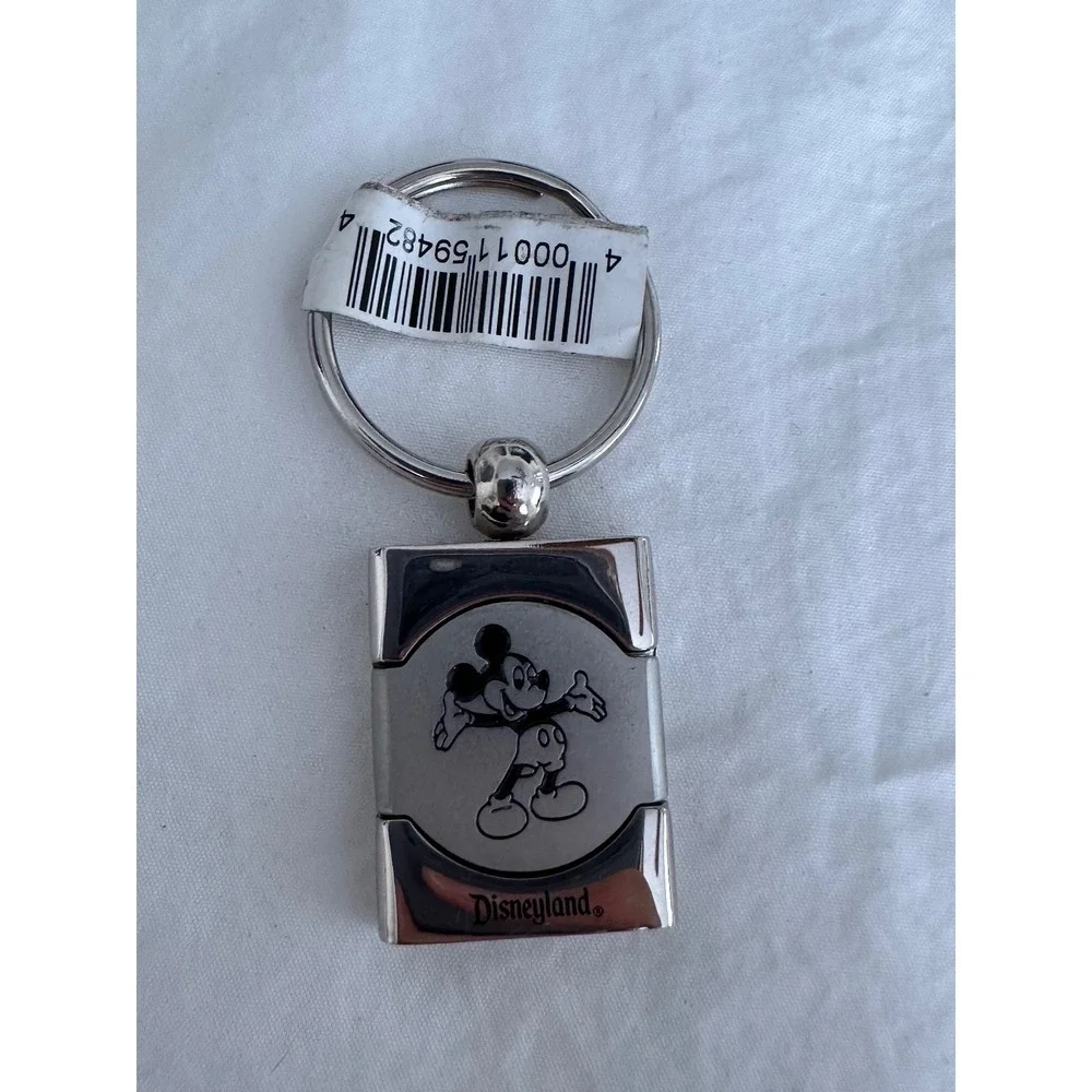 Disney Mickey Mouse keychain Silver Black Tags Metal